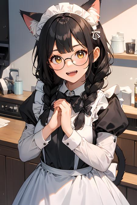 809674804-1girl,hands up,yellow eyes,animal nose,symbol-only commentary,frilled apron,round eyewear,skin fangs,bow,furry female,glasses,lo-blazaRadiance-webui-20231230025732498527-0000.png